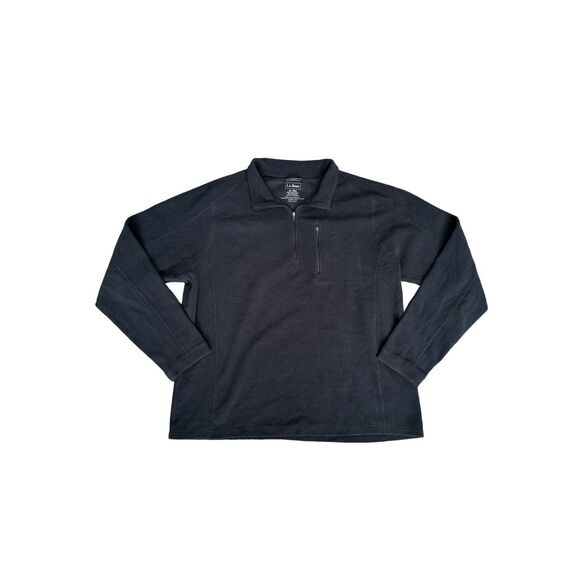 L.L. Bean Men’s Fleece Quarter Zip Up Pullover Jacket Performance Black Size XL - Picture 1 of 6